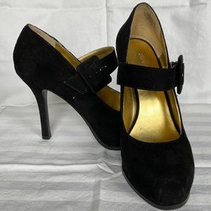 Nine West Wild Ginger Mary Jane 4in Heel w 0.75in Platform Black Suede Size 7
